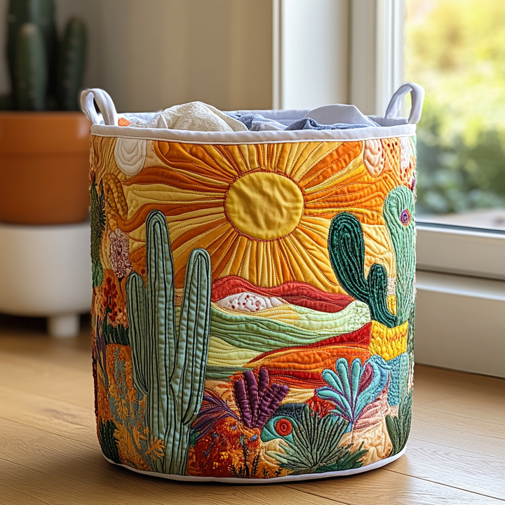 Filippa – Quiltad förvaringskorg med blomlandskap