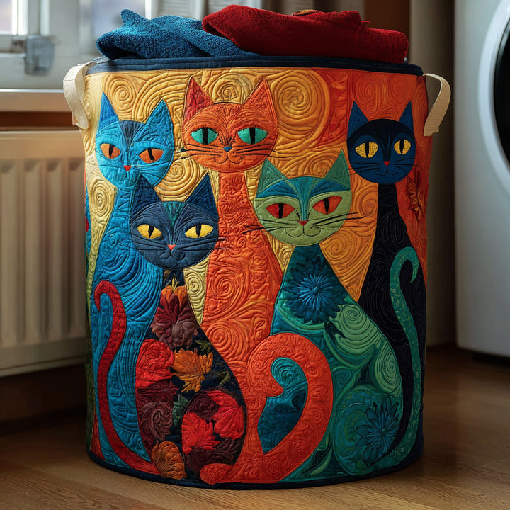 Edit – Quiltad förvaringskorg med kattmotiv