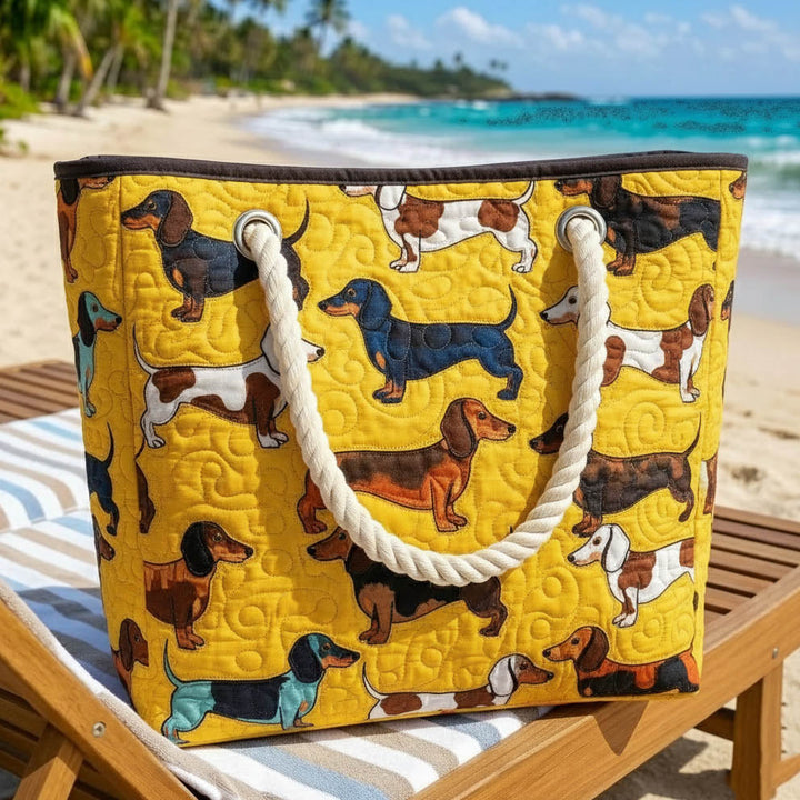 Rebecka – Quiltad strandväska med tax