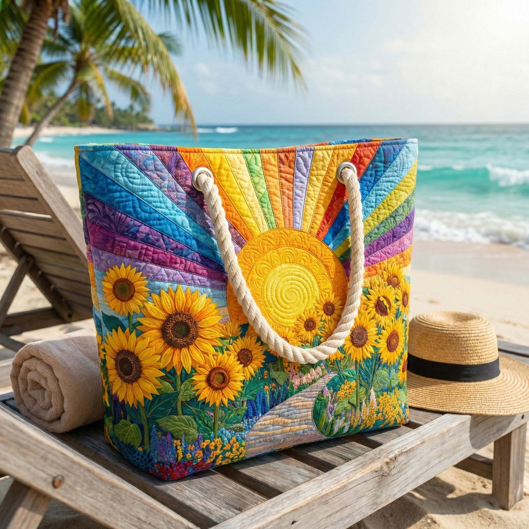 Karin – Quiltad strandväska med solmotiv