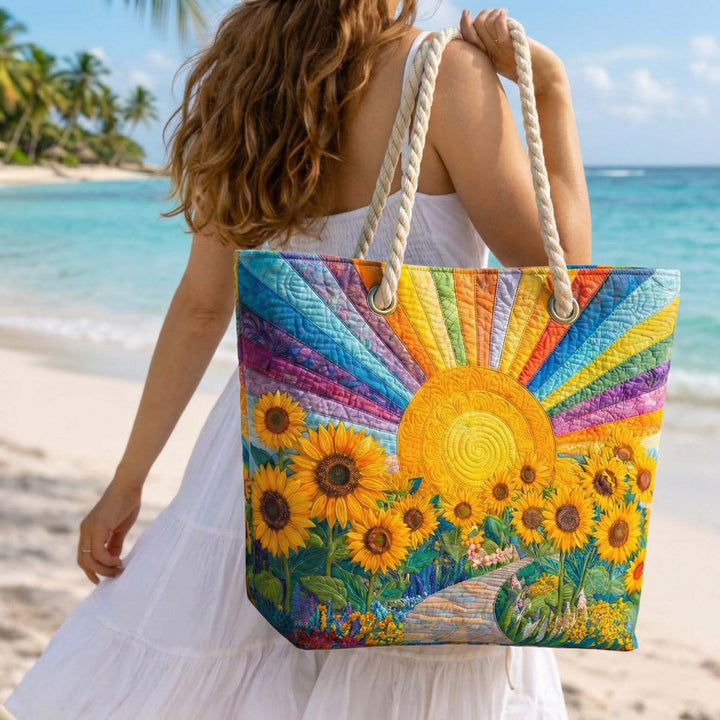 Karin – Quiltad strandväska med solmotiv
