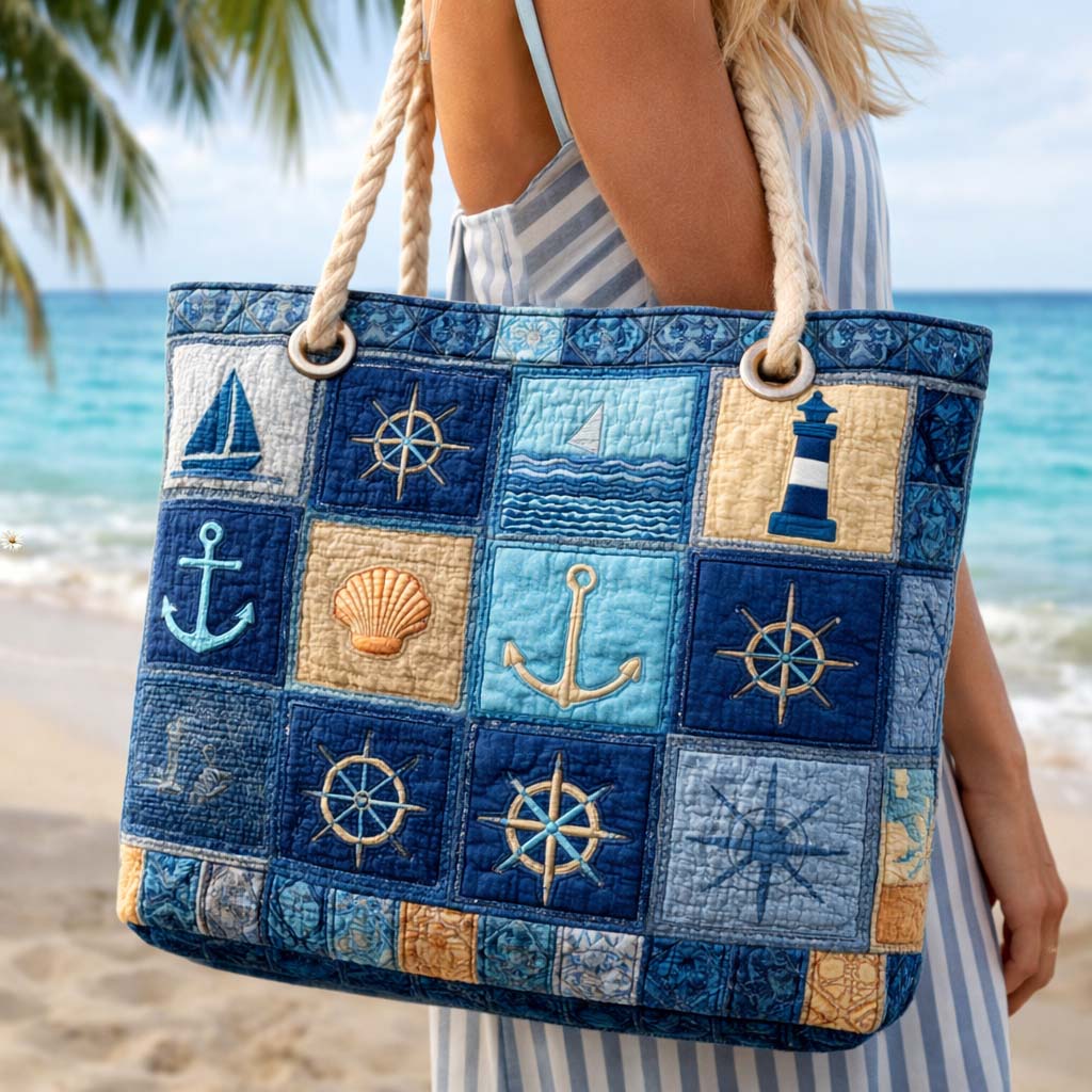 Johanna – Quiltad toteväska med nautiskt mönster