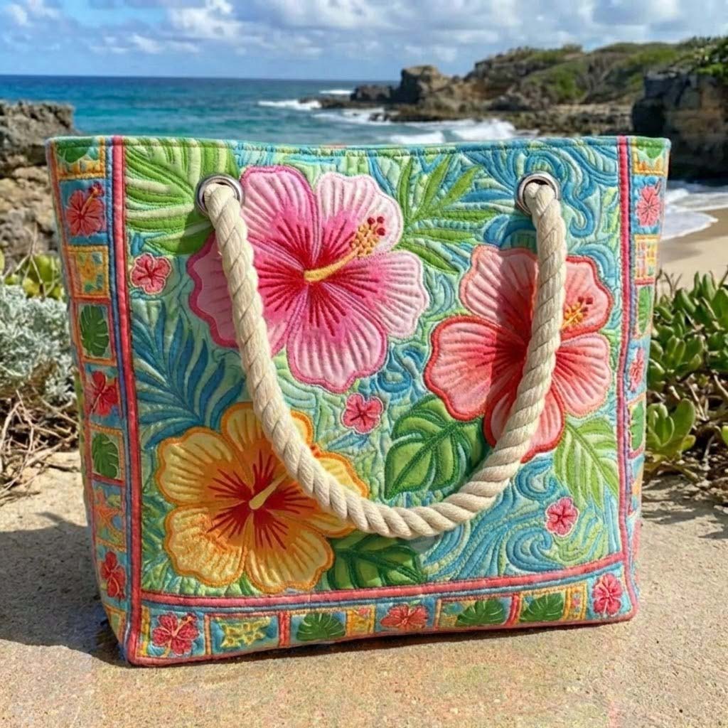 Edit – Blomsterpräglad strandväska med tåghandtag