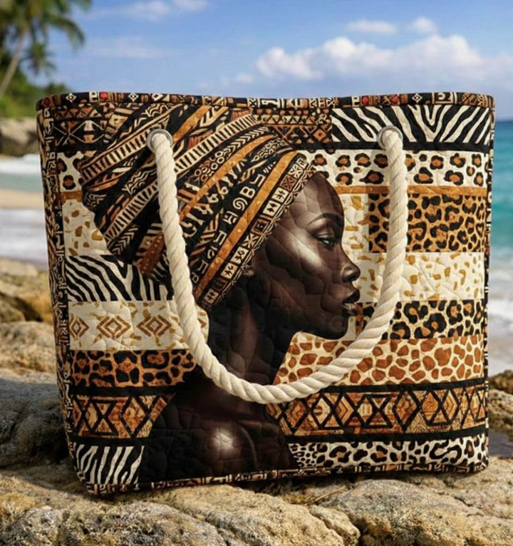 Elisabet – Quiltad strandväska med afrikanskt mönster