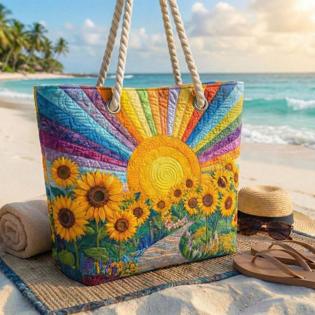 Karin – Quiltad strandväska med solmotiv