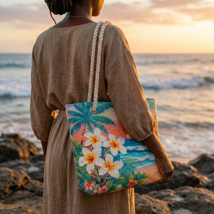 Siv – Quiltad toteväska med tropiskt motiv