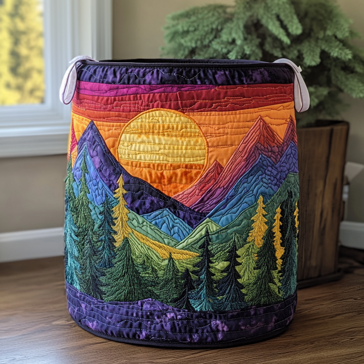 Filippa – Quiltad förvaringskorg med blomlandskap
