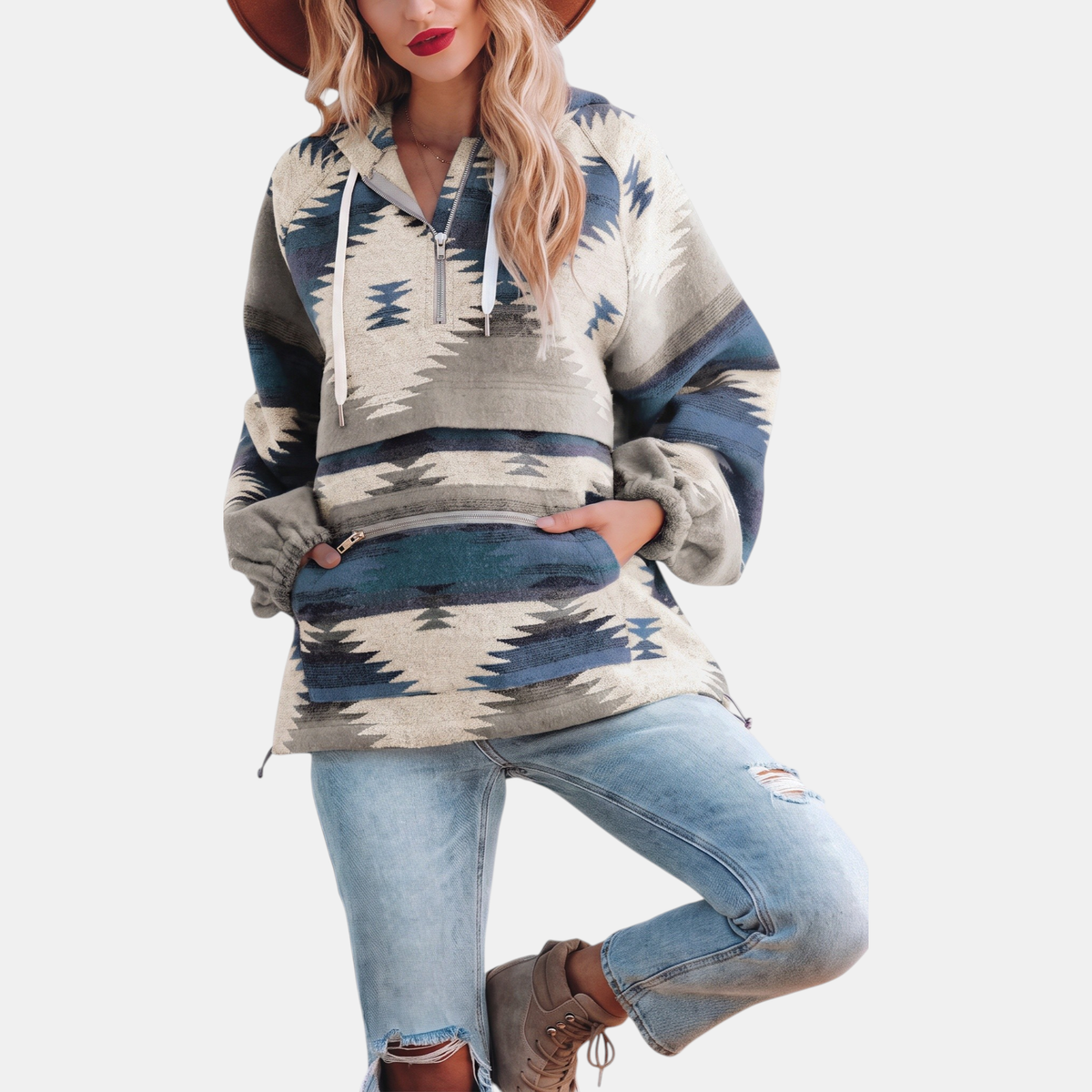 Emma – Oversized huvtröja med grafiskt mönster