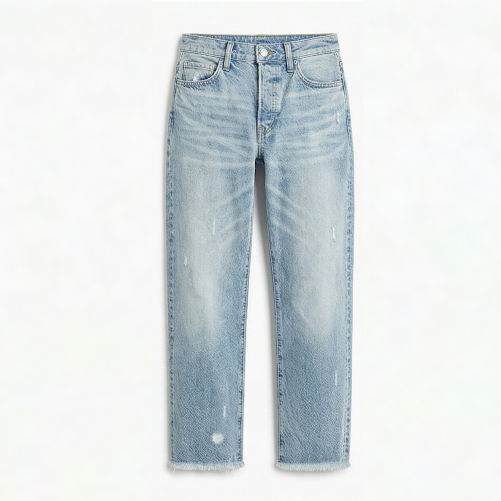 Elna – Rakskurna jeans med fransad kant
