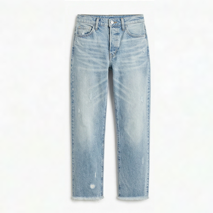 Elna – Rakskurna jeans med fransad kant