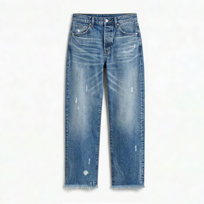 Elna – Rakskurna jeans med fransad kant