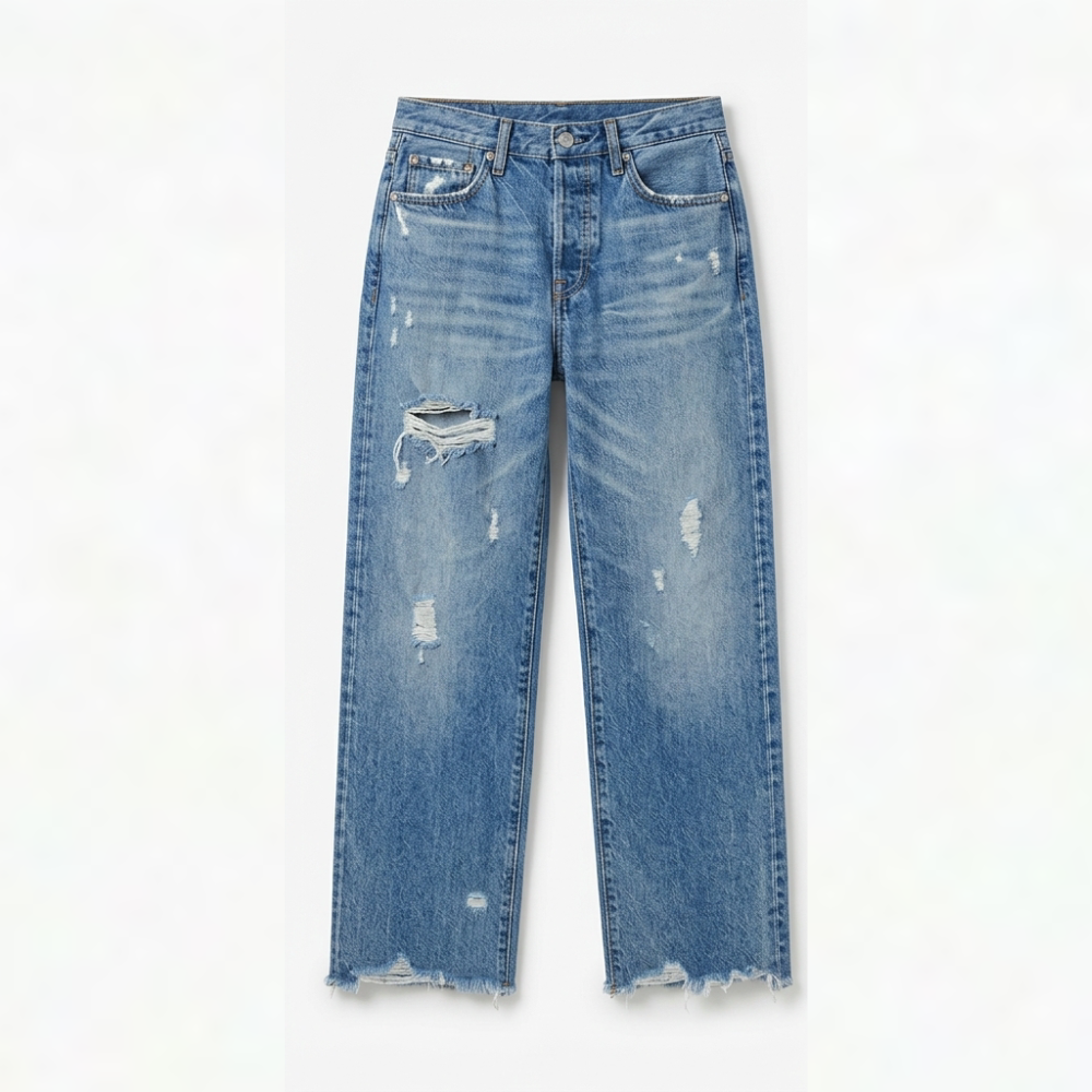 Elna – Rakskurna jeans med fransad kant