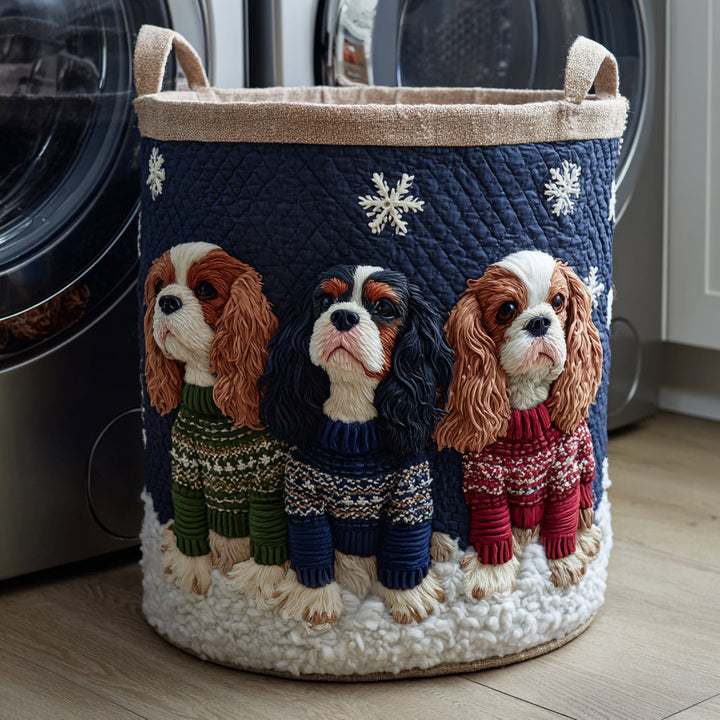 Tove – Quiltad tvättkorg med hundmotiv