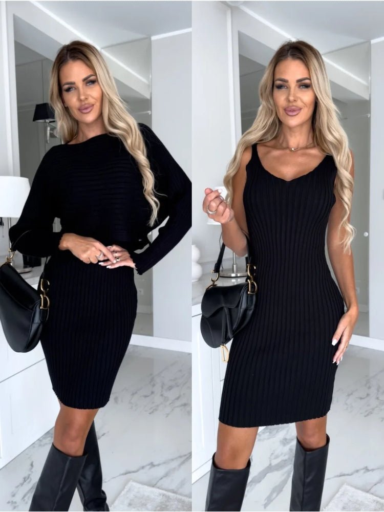Maja – Ribbad stickad tvådelad set