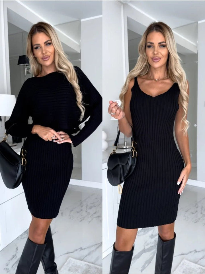 Maja – Ribbad stickad tvådelad set