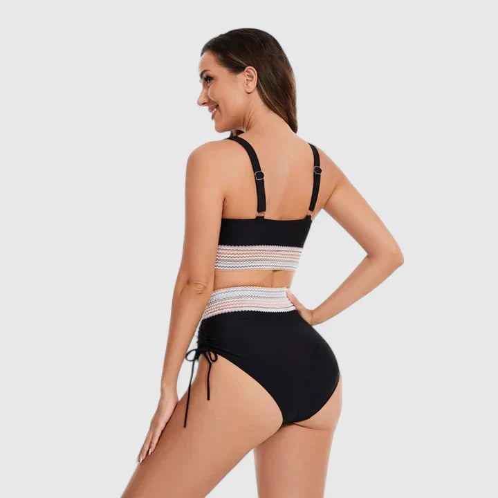 Frida – Bikini med hög midja och vågmönster