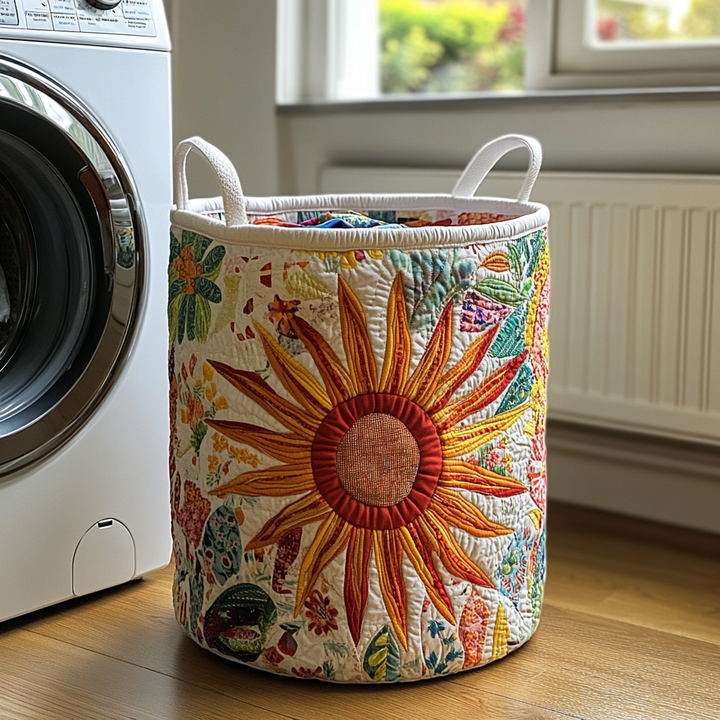 Filippa – Quiltad förvaringskorg med blomlandskap