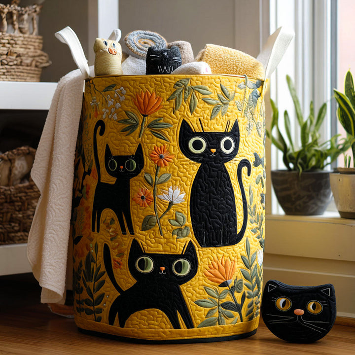 Vendela – Quiltad förvaringskorg med kattmotiv