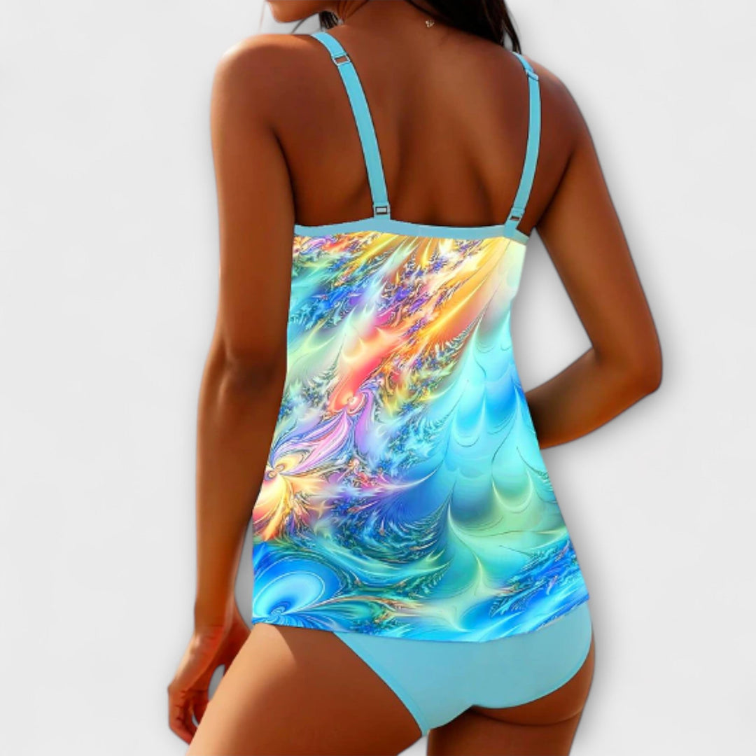 Ulrika – Mönstrad tankini med urringning