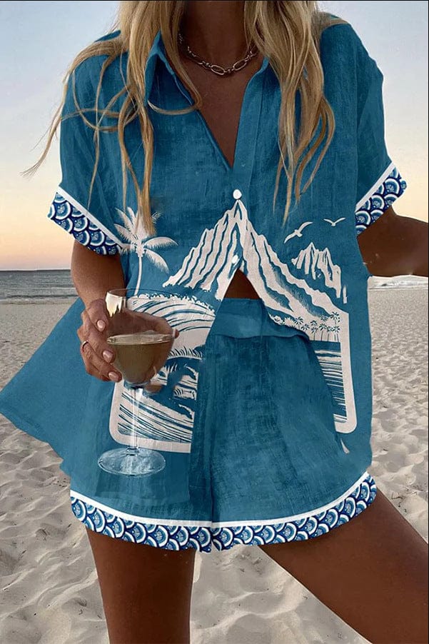 Signe – Somrigt strandset med tryckt mönster
