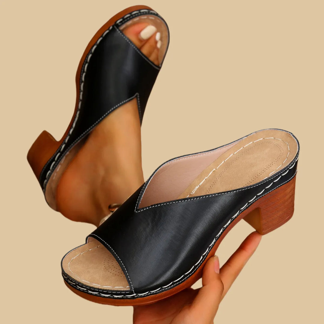 Marina – Bekväm mules-sandal med blockklack