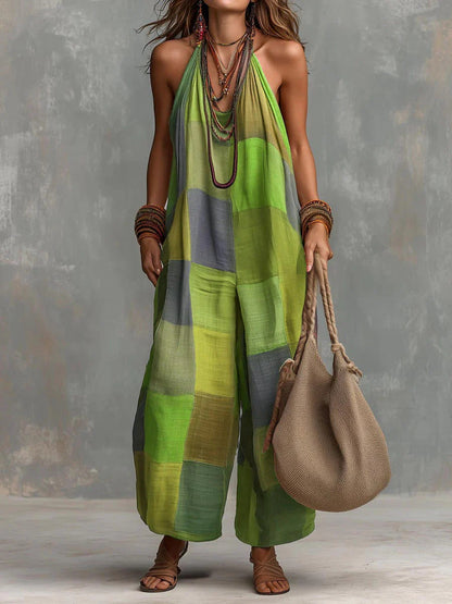 Ellen – Boho jumpsuit med patchworkmönster