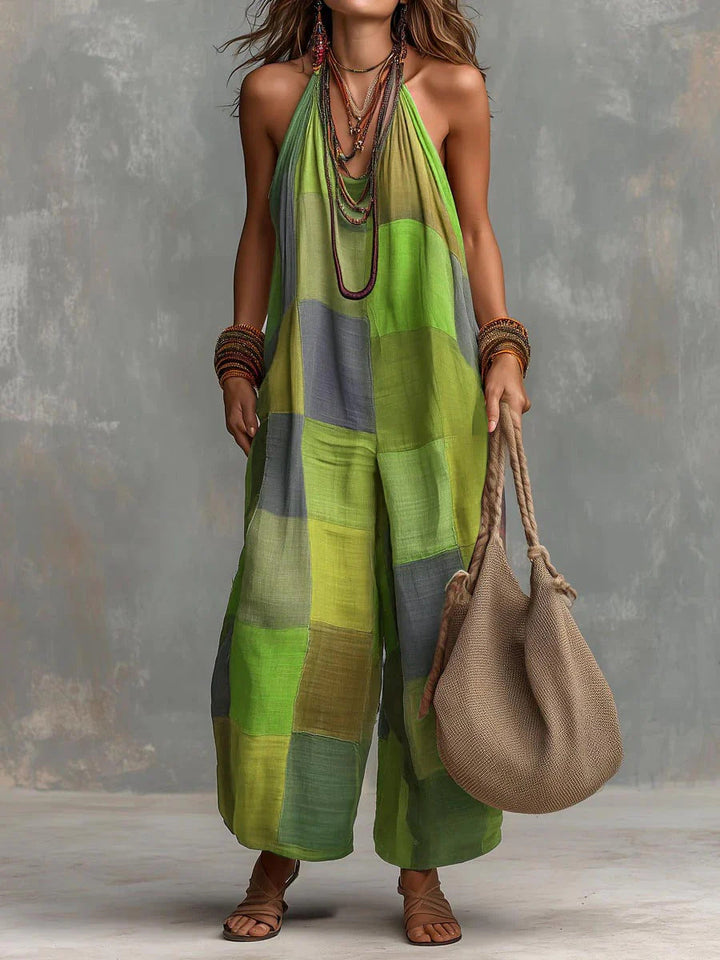 Ellen – Boho jumpsuit med patchworkmönster