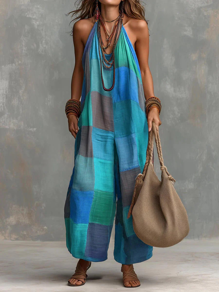 Ellen – Boho jumpsuit med patchworkmönster