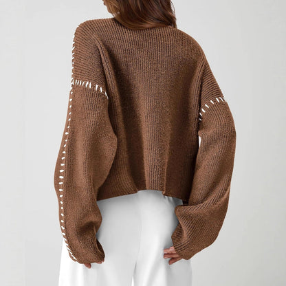 Vivianne – Oversized stickad tröja med kontrastsömmar