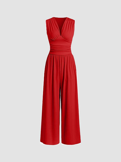 Tuva – Jumpsuit med vida ben och djup v-ringning
