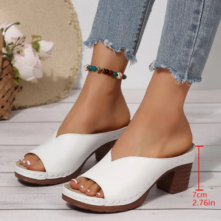 Marina – Bekväm mules-sandal med blockklack