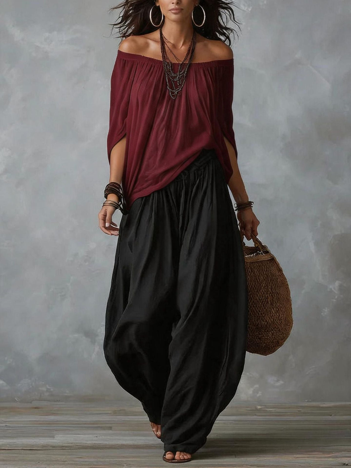 Birgitta – Bohemiskt off-shoulder tvådelat set