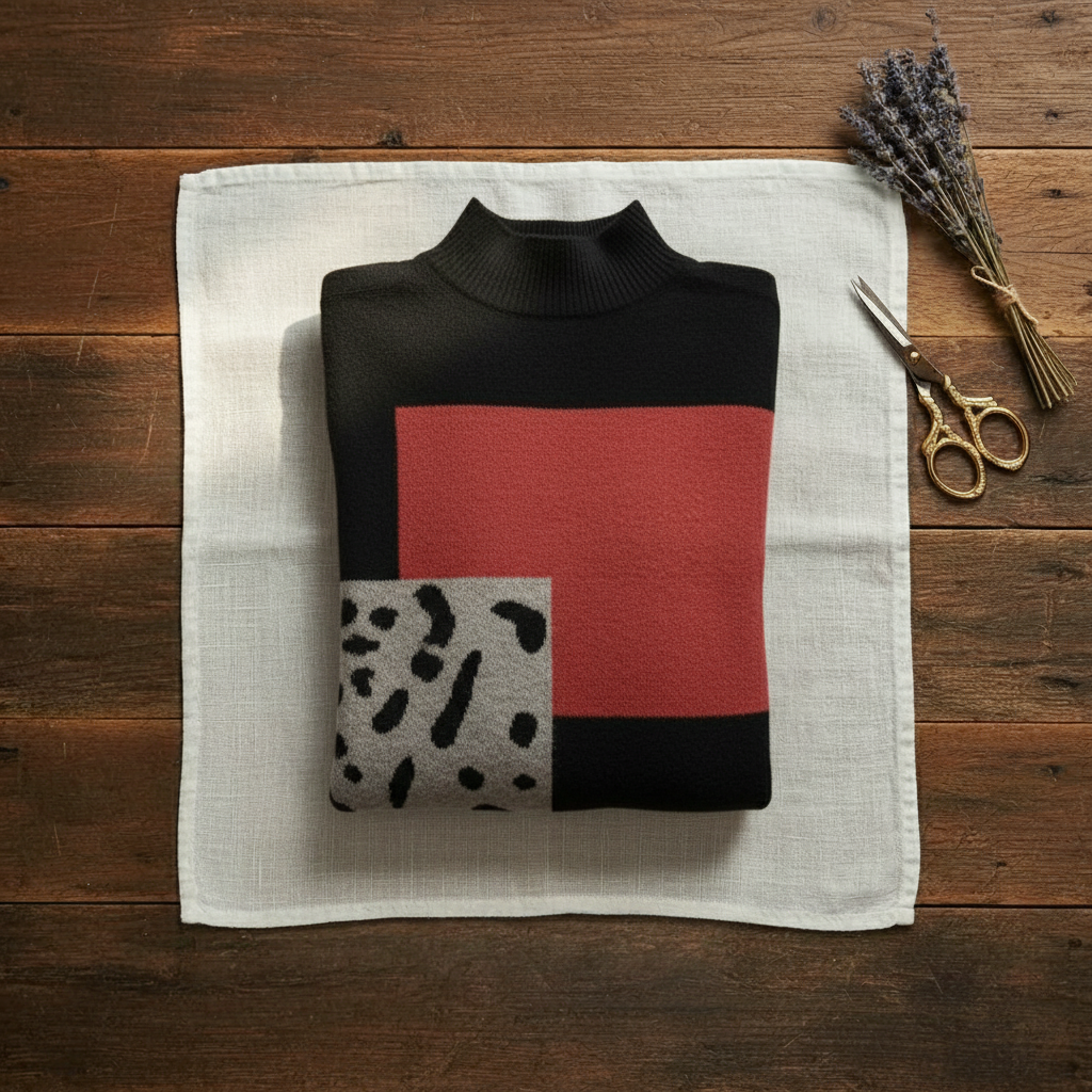 Tora – Stickad tröja med colour block-mönster
