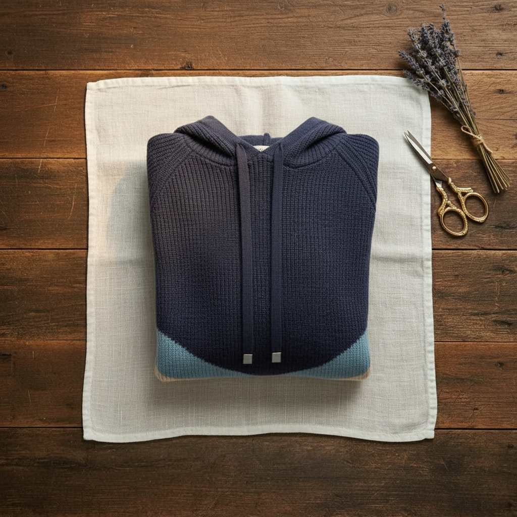 Lena – Stickad huvtröja med colour block-mönster