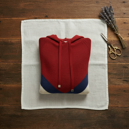 Lena – Stickad huvtröja med colour block-mönster