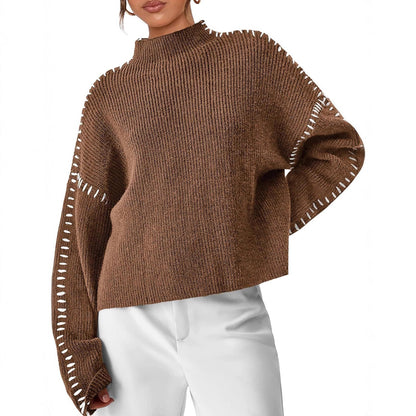Vivianne – Oversized stickad tröja med kontrastsömmar