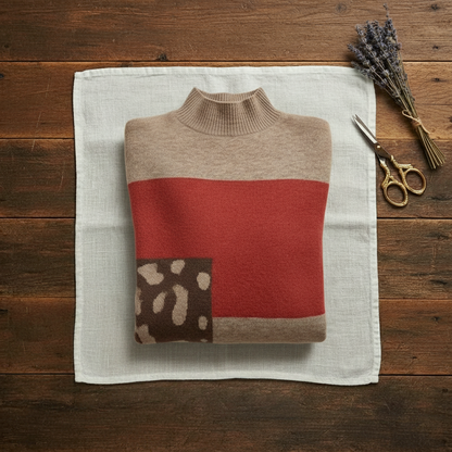 Tora – Stickad tröja med colour block-mönster