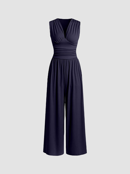 Tuva – Jumpsuit med vida ben och djup v-ringning