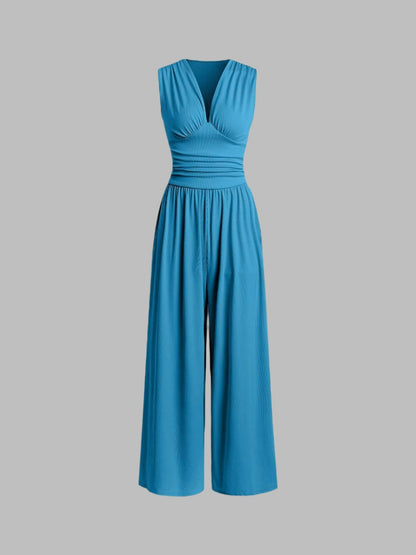 Tuva – Jumpsuit med vida ben och djup v-ringning