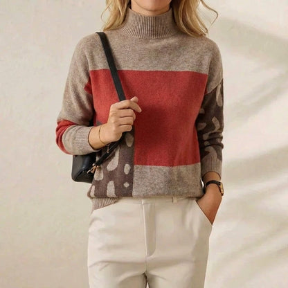 Tora – Stickad tröja med colour block-mönster
