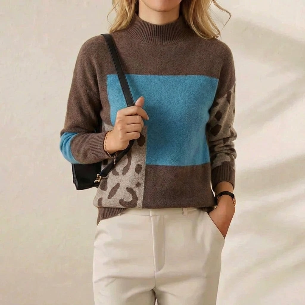 Tora – Stickad tröja med colour block-mönster