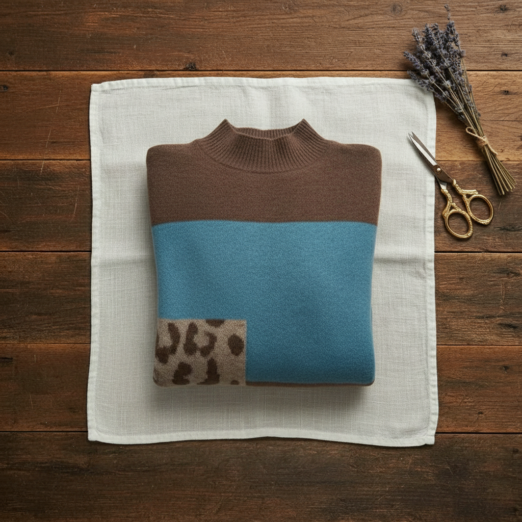 Tora – Stickad tröja med colour block-mönster