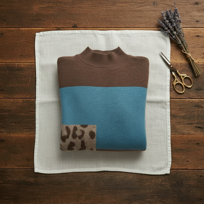 Tora – Stickad tröja med colour block-mönster