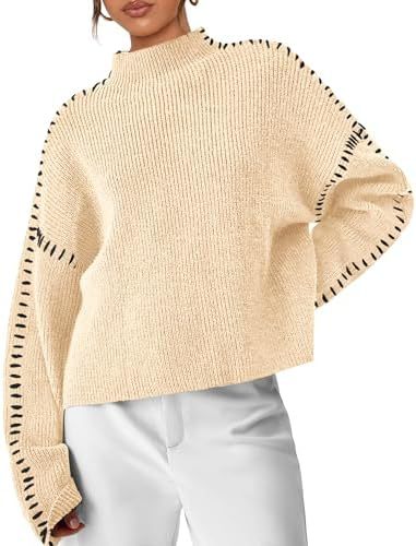Vivianne – Oversized stickad tröja med kontrastsömmar