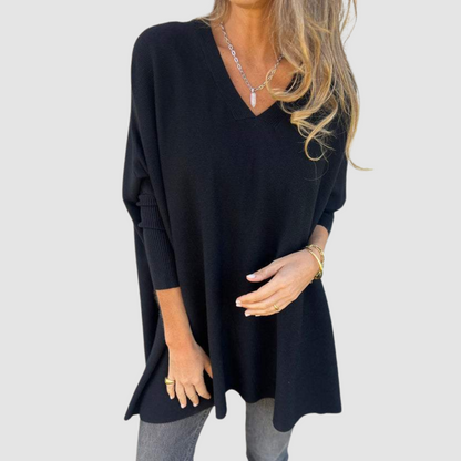Ottilia – Oversized stickad tröja med V-ringning