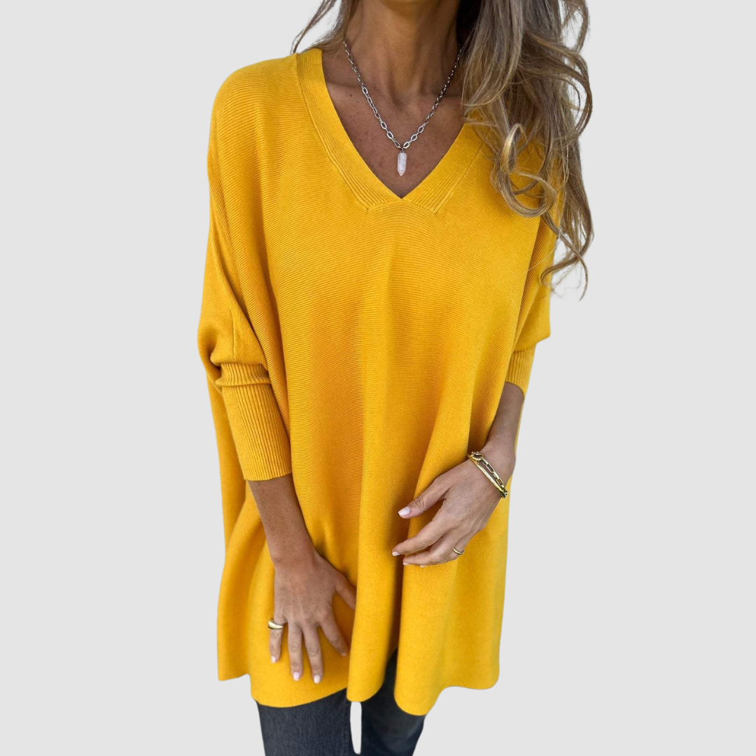 Ottilia – Oversized stickad tröja med V-ringning