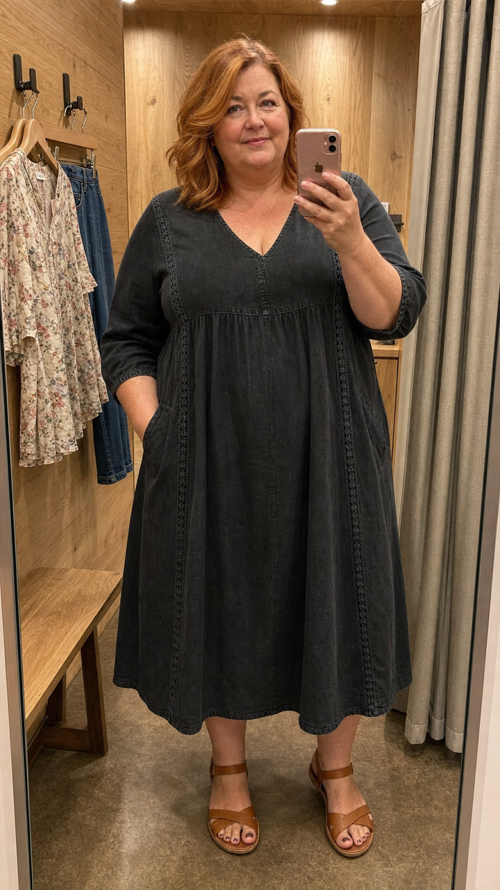 Elisabet – Avslappnad midiklänning med broderi
