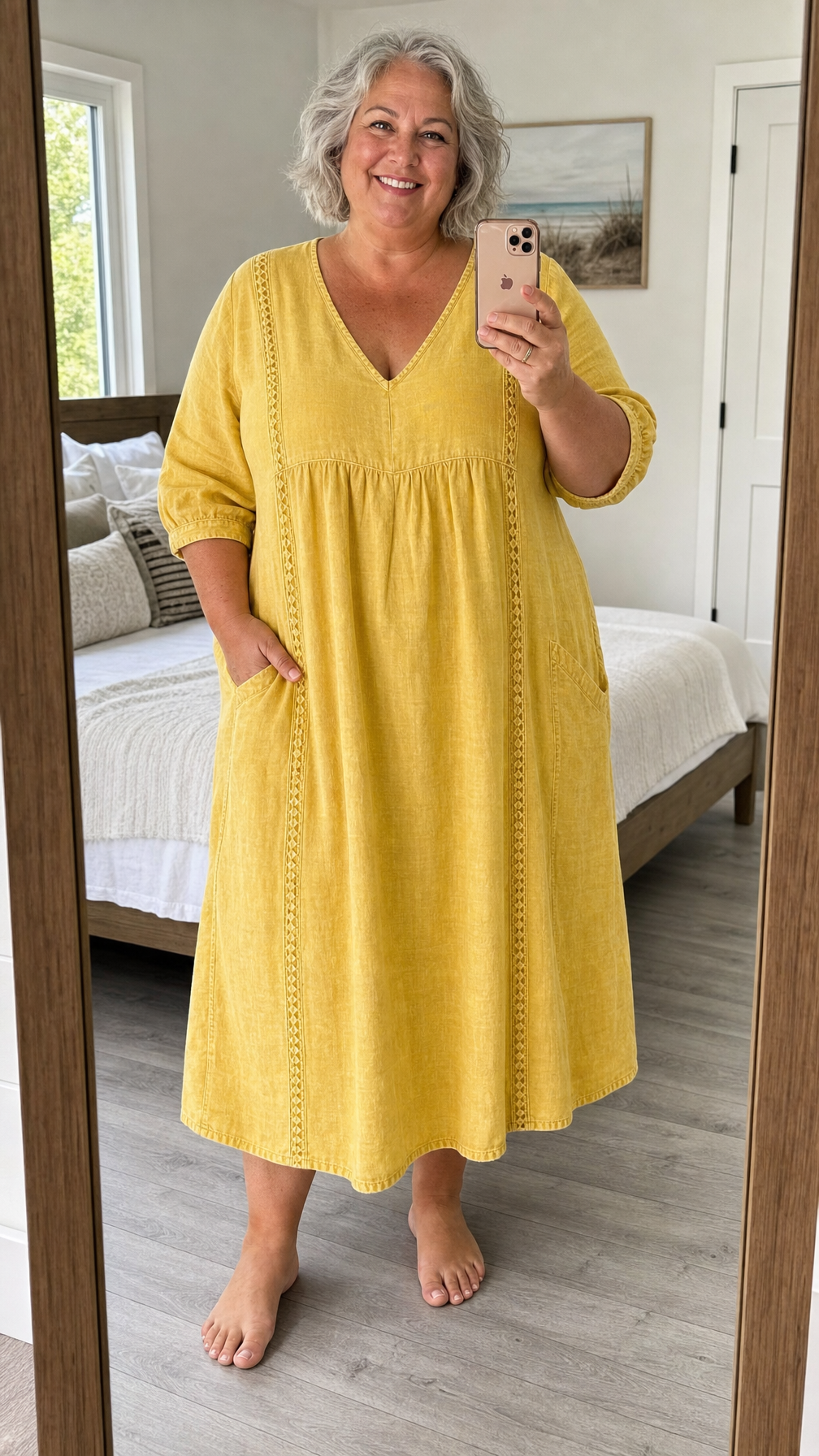 Elisabet – Avslappnad midiklänning med broderi