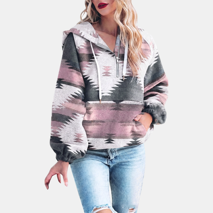 Emma – Oversized huvtröja med grafiskt mönster
