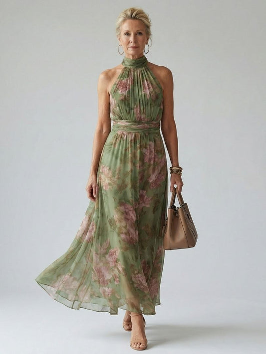 Linnea – Samlad halter midi-klänning